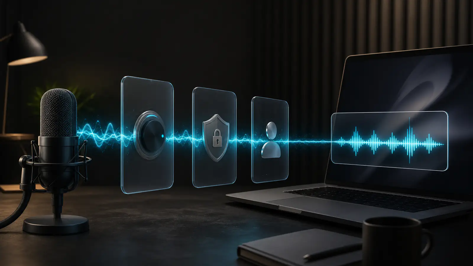 마이크 신호가 macOS 권한과 Zoom 입력 단계를 통과하는 개념 이미지