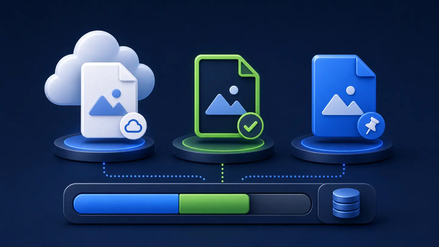 OneDrive 파일 상태와 로컬 디스크 사용량의 관계를 나타낸 개념도