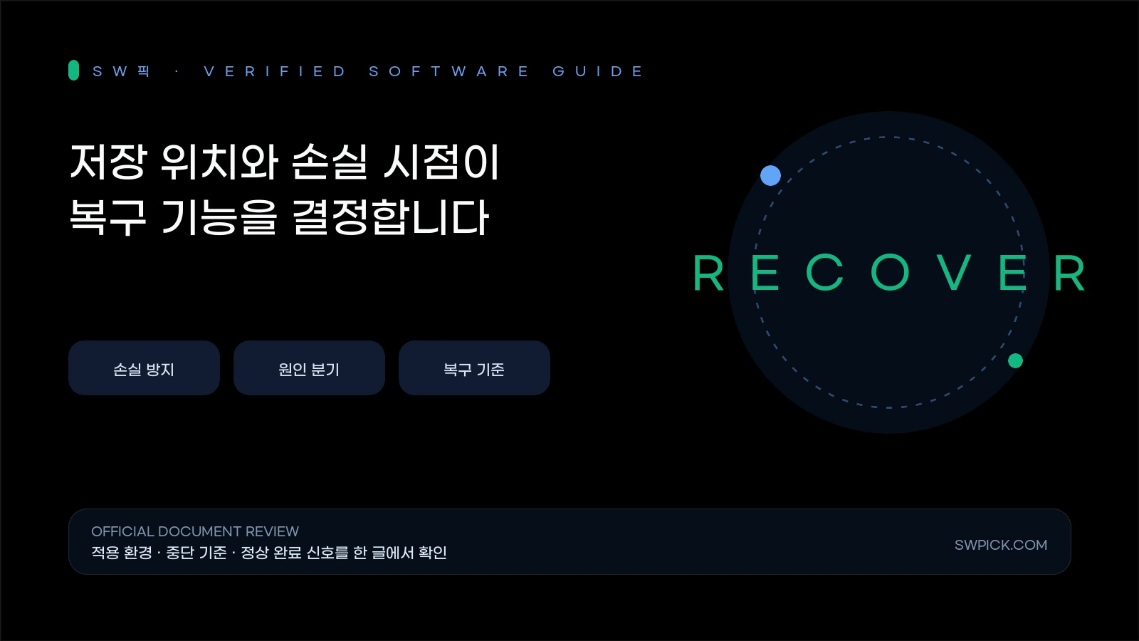 Excel 자동 저장으로 덮어쓴 파일을 버전 기록에서 복구하는 순서의 손실 방지와 복구 기준을 요약한 대표 이미지
