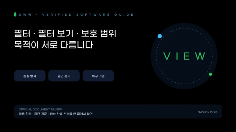 Google Sheets 필터가 다른 사람 화면을 바꿀 때 필터 보기 사용법의 손실 방지와 복구 기준을 요약한 대표 이미지