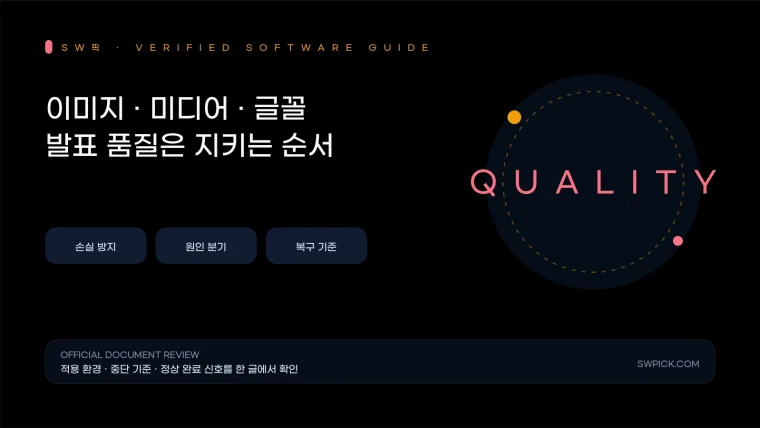 PowerPoint 용량 줄이기: 화질·글꼴·영상 손실을 막는 순서의 손실 방지와 복구 기준을 요약한 대표 이미지